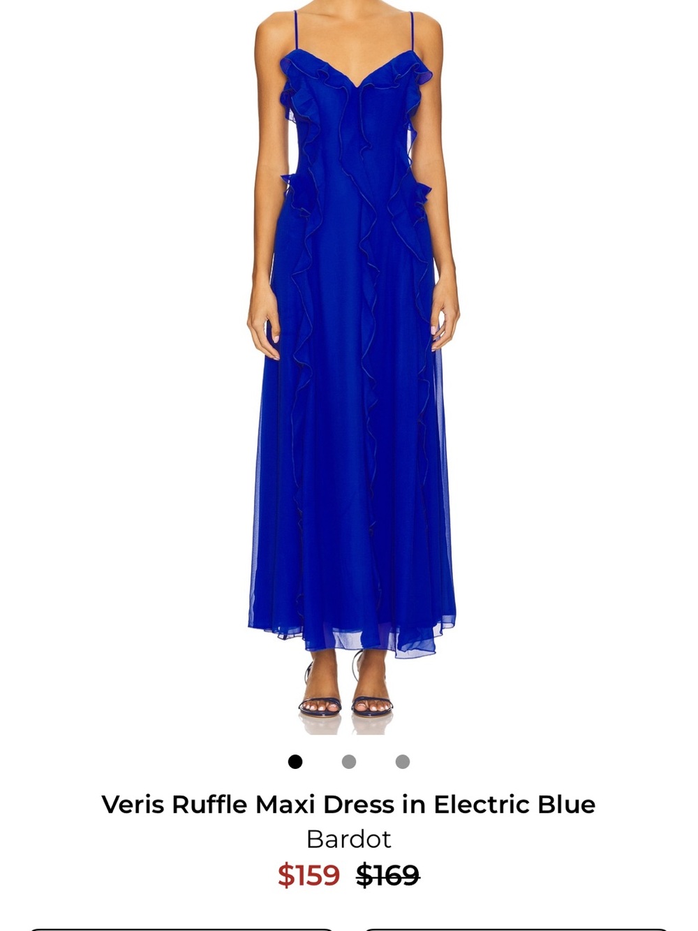 Bardot Veris Ruffle Maxi Dress in Electric Blue